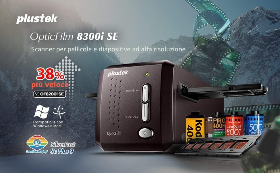 PLUSTEK OPTICFILM 8300i SE SCANNER GARANZIA UFFICIALE 2 ANNI ITALIA