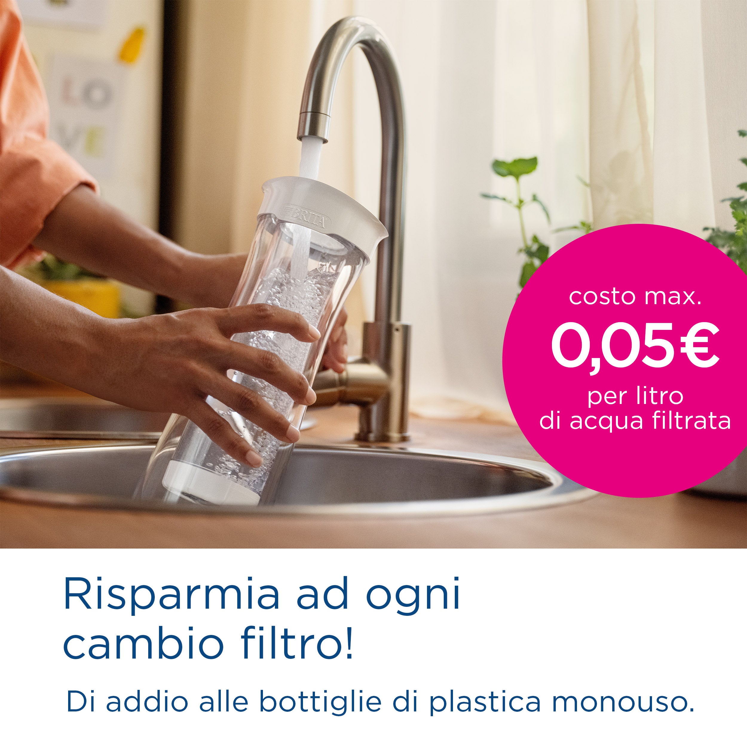 Brita fill&serve Mind - Bottiglia filtrante da 1.3L , incl. 1 filtro MicroDisc
