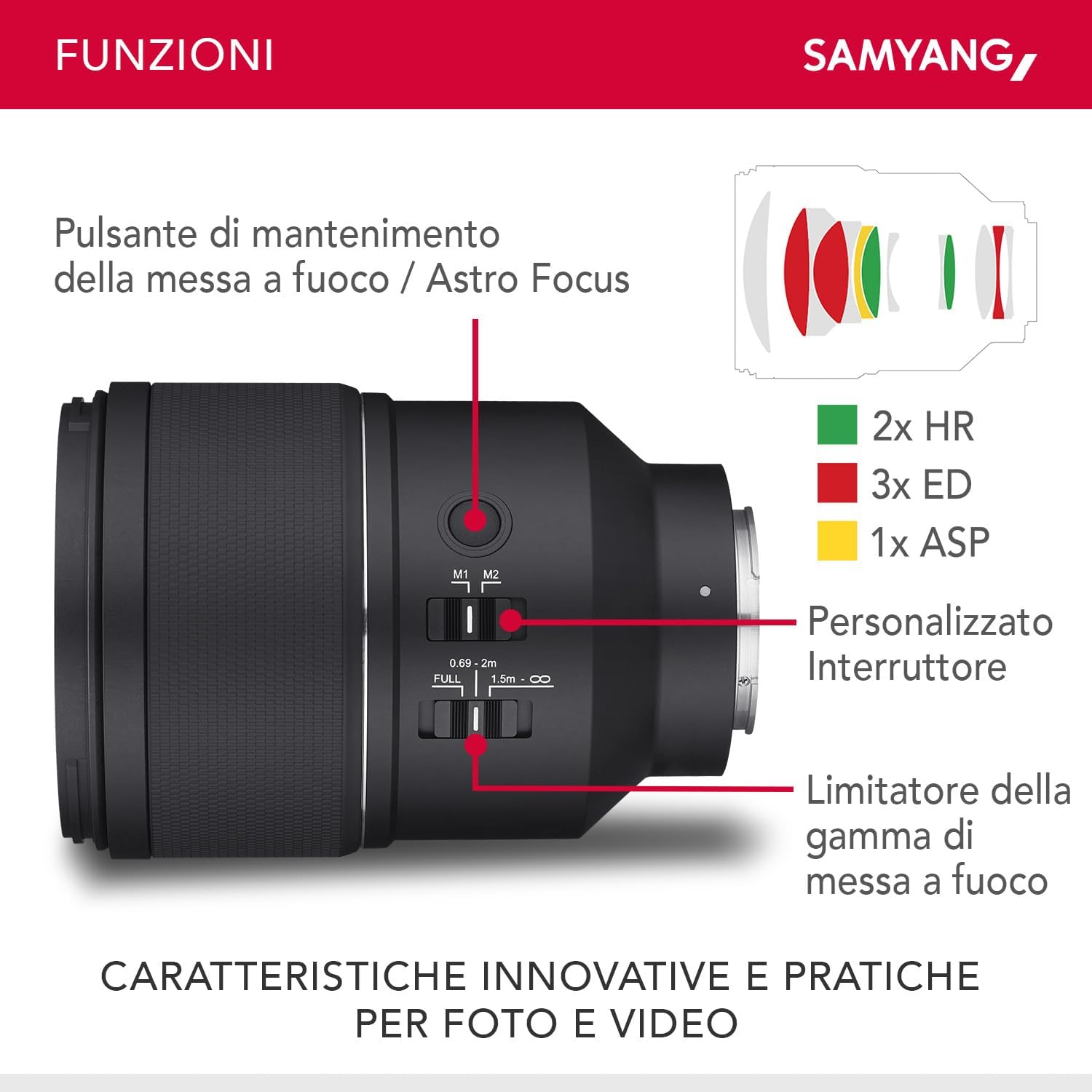 Samyang AF 135mm F1.8 SONY FE GARANZIA FOWA ITALIA 5 ANNI