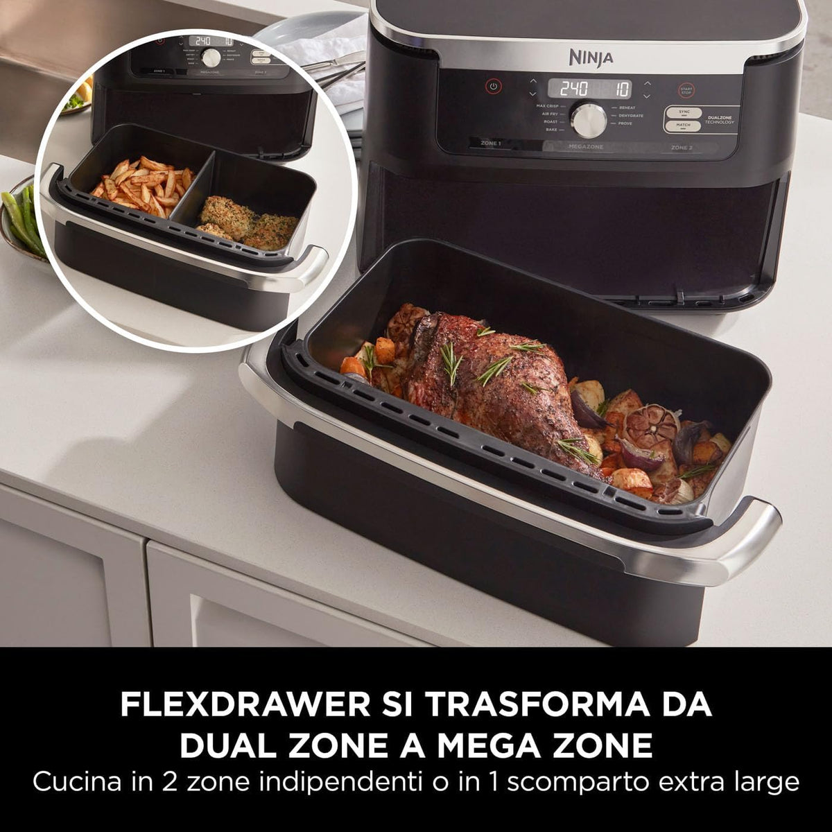 SHARK NINJA Airfryer Flexdrawer 10.4l AF500EU - GARANZIA UFFICIALE ITALIA 2 ANNI
