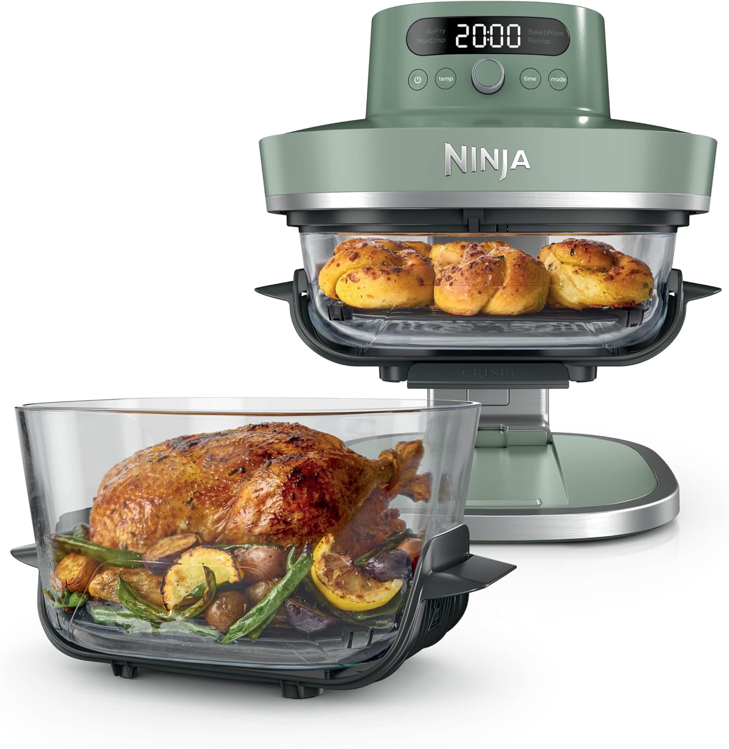 SHARK NINJA FRIGGITRICE AD ARIA IN VETRO XL CRISPI PRO 5 IN 1 VERDE MUSCHIO - GARANZIA UFFICIALE ITALIA 2 ANNI