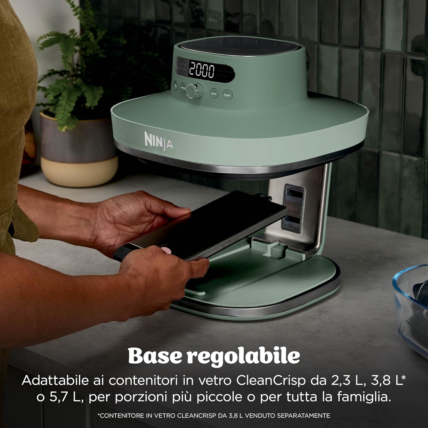 SHARK NINJA FRIGGITRICE AD ARIA IN VETRO XL CRISPI PRO 5 IN 1 VERDE MUSCHIO - GARANZIA UFFICIALE ITALIA 2 ANNI