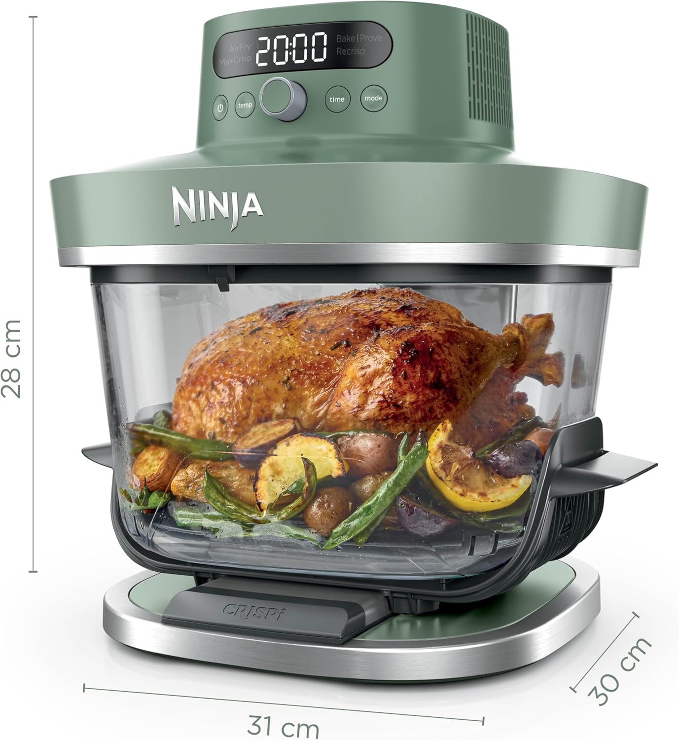SHARK NINJA FRIGGITRICE AD ARIA IN VETRO XL CRISPI PRO 5 IN 1 VERDE MUSCHIO - GARANZIA UFFICIALE ITALIA 2 ANNI