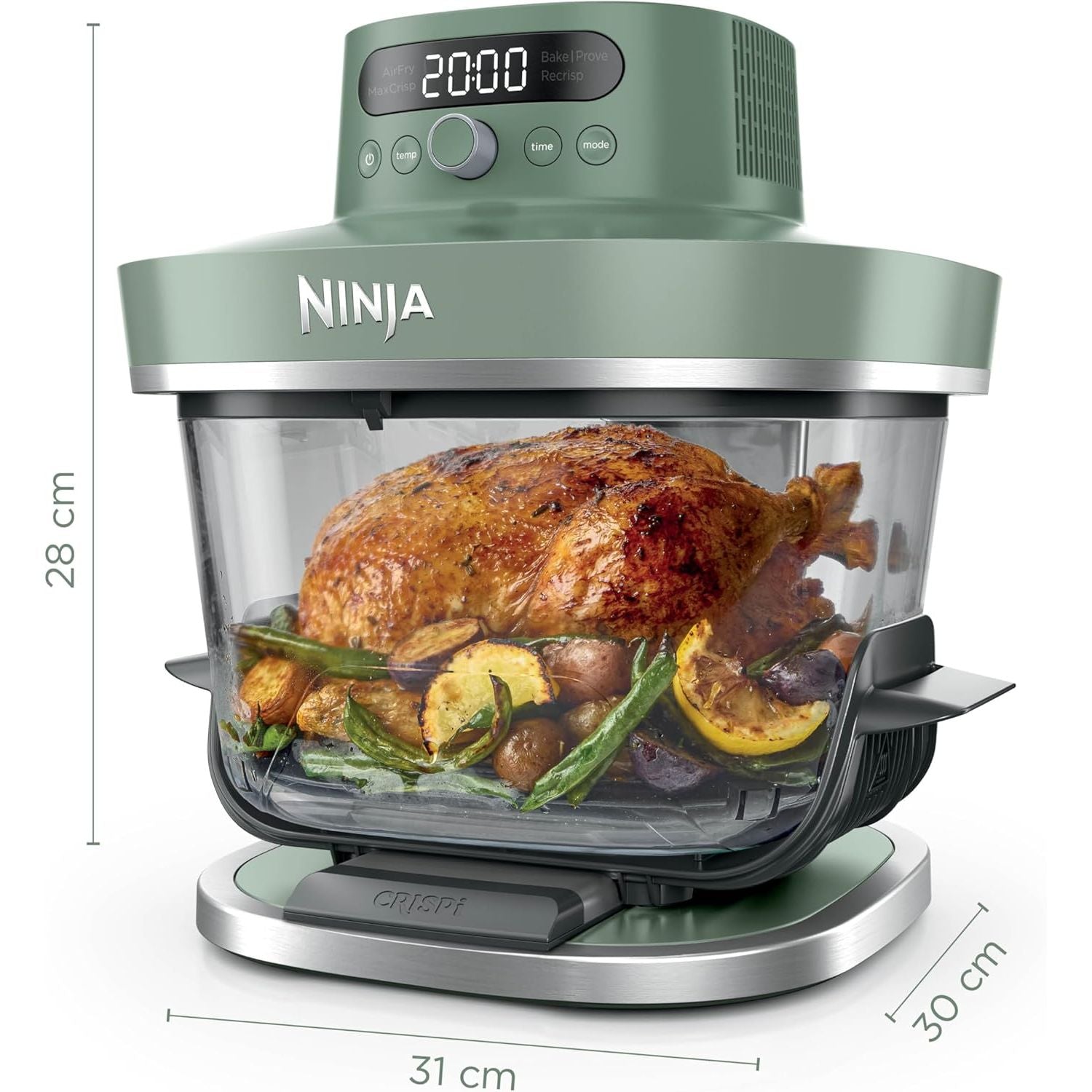 SHARK NINJA FRIGGITRICE AD ARIA IN VETRO XL CRISPI PRO 5 IN 1 VERDE MUSCHIO - GARANZIA UFFICIALE ITALIA 2 ANNI