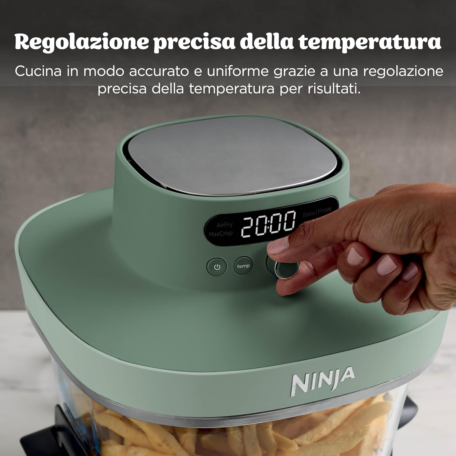 SHARK NINJA FRIGGITRICE AD ARIA IN VETRO XL CRISPI PRO 5 IN 1 VERDE MUSCHIO - GARANZIA UFFICIALE ITALIA 2 ANNI