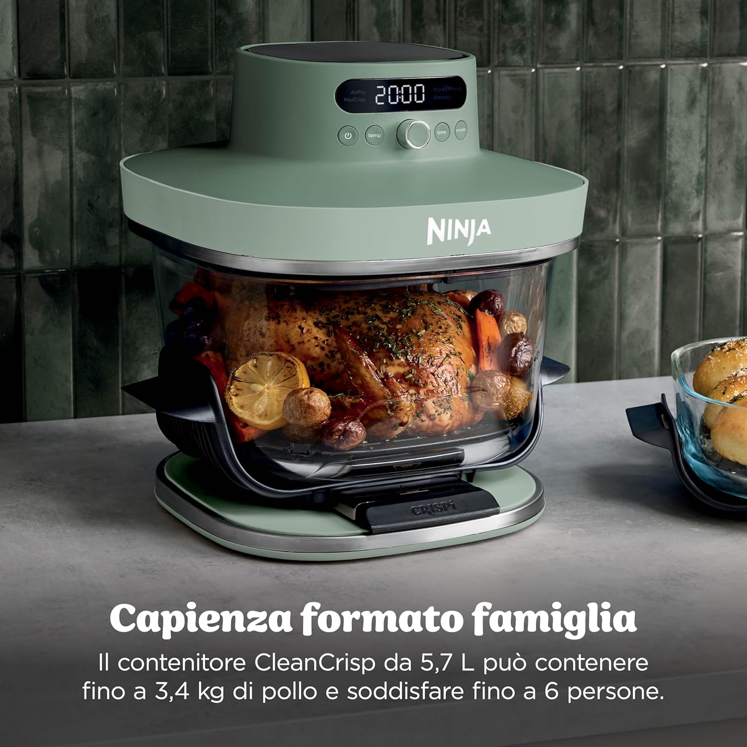 SHARK NINJA FRIGGITRICE AD ARIA IN VETRO XL CRISPI PRO 5 IN 1 VERDE MUSCHIO - GARANZIA UFFICIALE ITALIA 2 ANNI