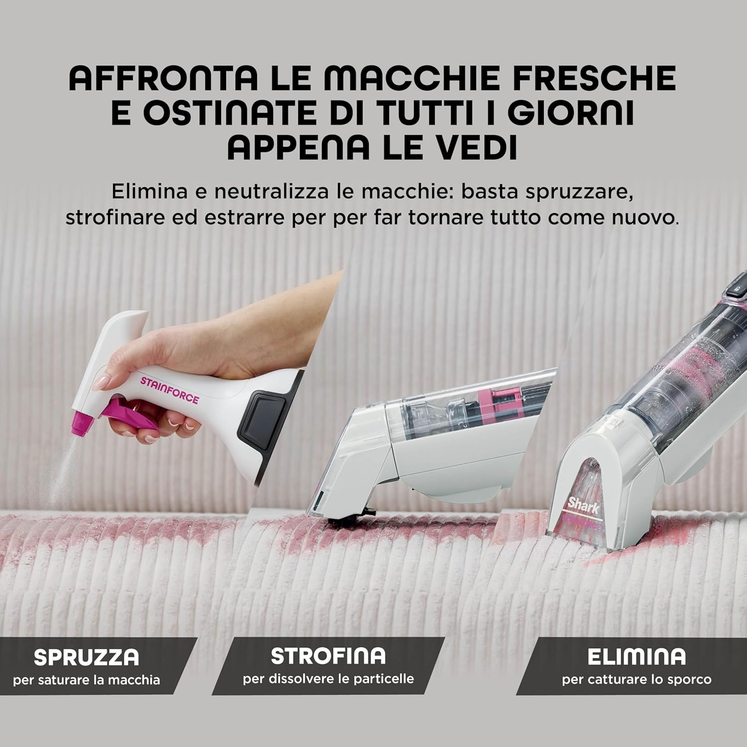 SHARK NINJA Smacchiatore portatile STAINFORCE SPOT CLEANER - Pulitore Elettrico senza fili - GARANZIA UFFICIALE ITALIA 2 ANNI