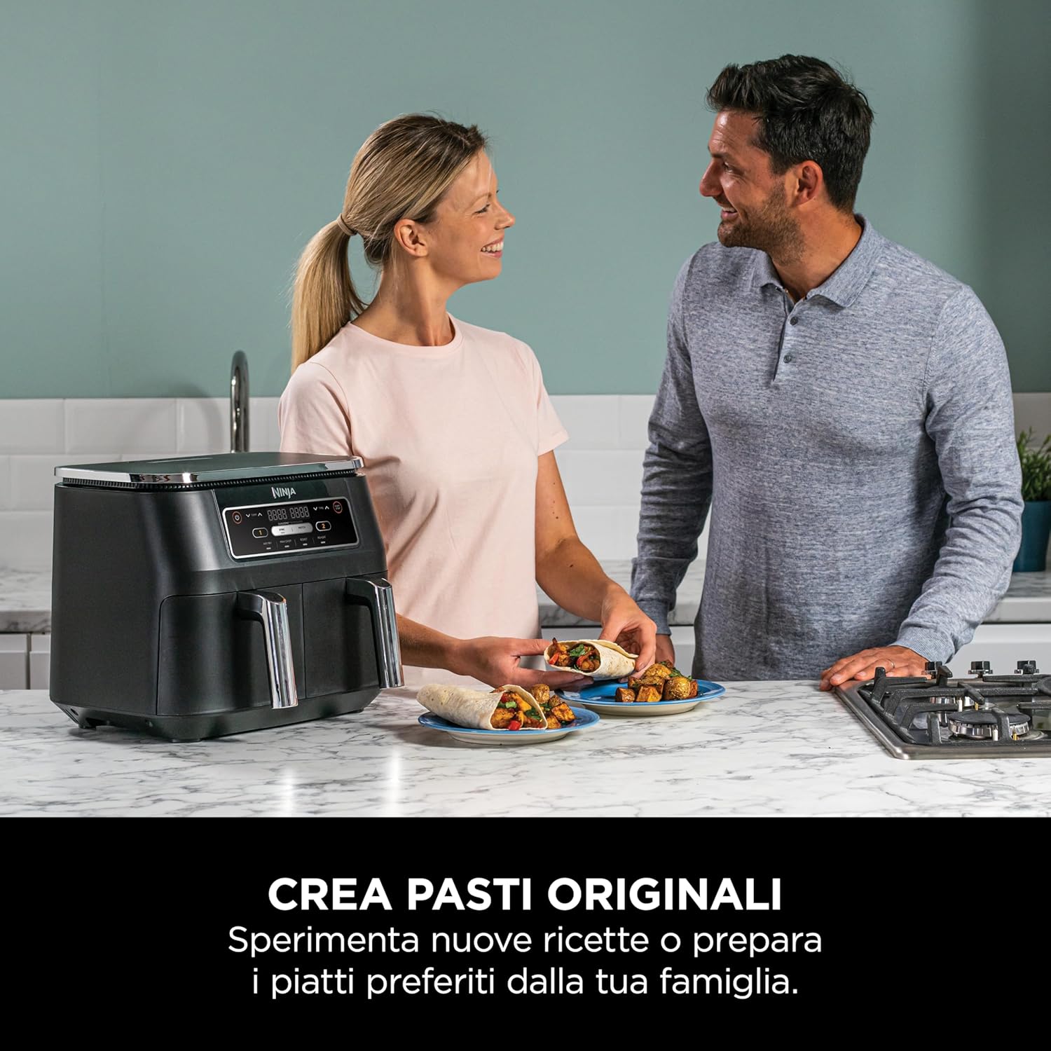 SHARK NINJA FRIGGITRICE AD ARIA FOODI DUAL ZONE 7,6 L NERO- GARANZIA UFFICIALE ITALIA 2 ANNI