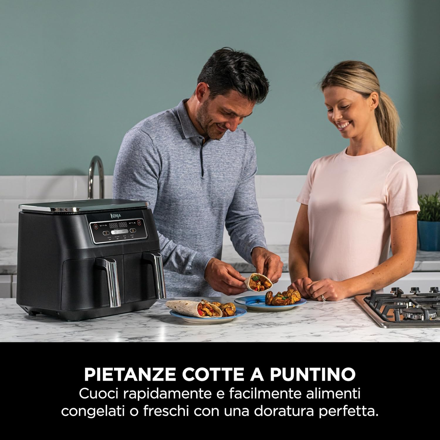 SHARK NINJA FRIGGITRICE AD ARIA FOODI DUAL ZONE 7,6 L NERO- GARANZIA UFFICIALE ITALIA 2 ANNI