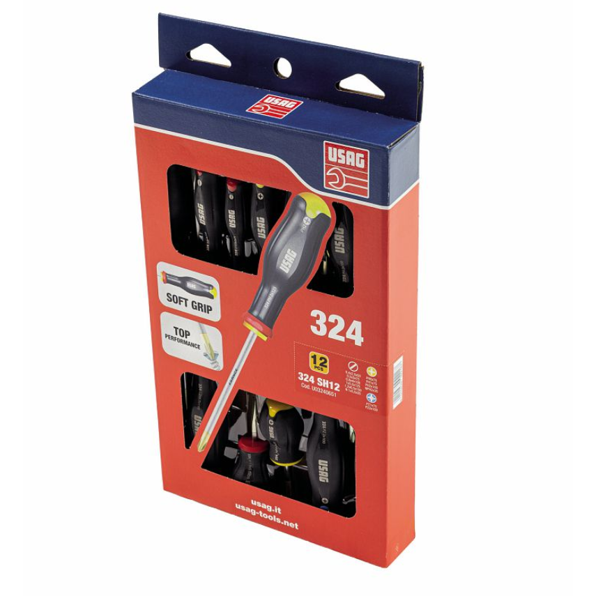 Set Giraviti USAG 324 SH12 – 12 Cacciaviti Intaglio PH e POZ