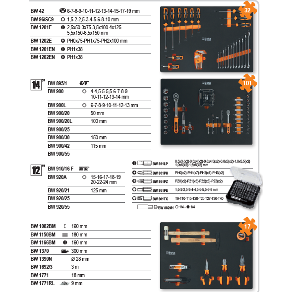 Beta Worker C04BOX Orange – Carrello 6 cassetti con assortimento 150 utensili