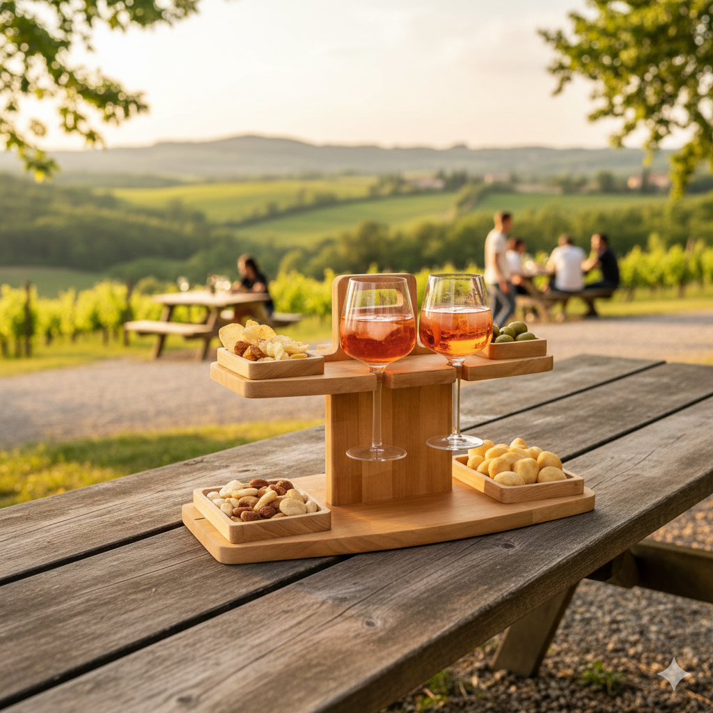 INCA Vassoio Aperitivo 2 Ripiani in Legno di Faggio Made in Italy