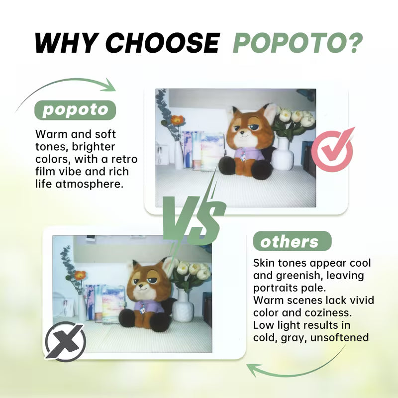 POPOTO Kit Fotocamera Istantanea – Con 10 Pellicole e Accessori