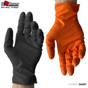 U-Power Guanti Da Lavoro One Shot in Nitrile Spessorato con Grip Speciale 3D Monouso CONFEZIONE 50 PEZZI
