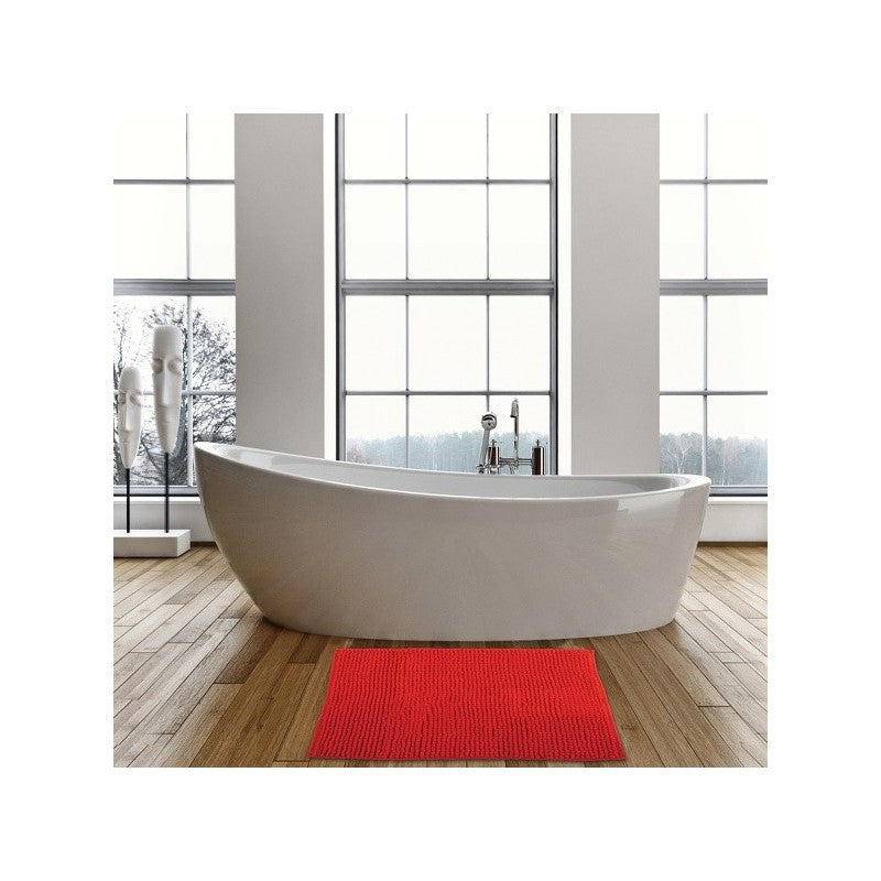 Tappetino da bagno MSV in ciniglia microfibra 40×60 cm – Rosso