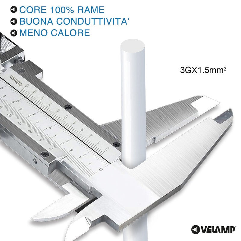 Velamp Prolunga Elettrica 5 Metri 16A con Presa Schuko + 10/16A Bianca