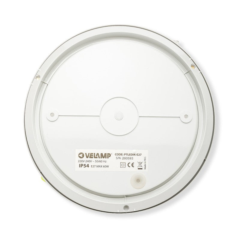 Velamp Plafoniera Tonda da Esterno E27 IP54 IK10 Ø27 cm – Applique Antivandalo per Parete e Soffitto