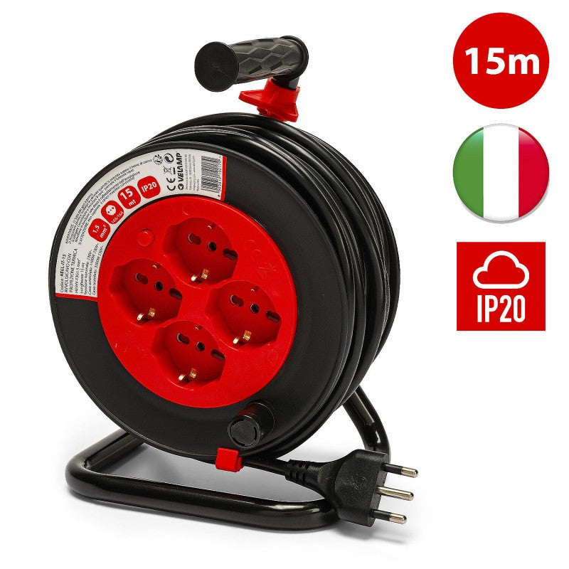 Velamp Avvolgicavo elettrico con prese Schuko