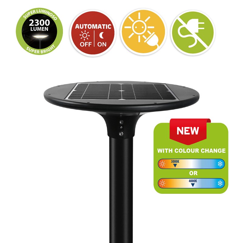 Velamp Spielberg - Lampione LED Solare 2300 Lumen IP65 da Palo