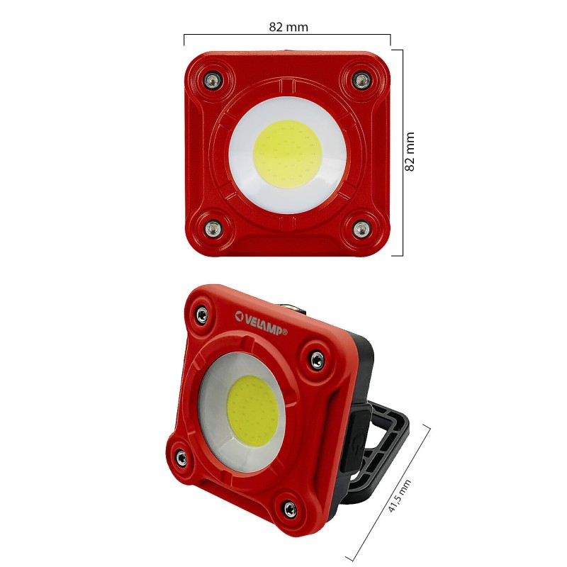 Velamp Fargo - Lampada da Lavoro LED COB Ricaricabile 10W 1000 Lumen