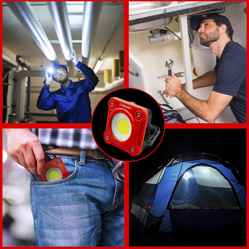 Velamp Fargo - Lampada da Lavoro LED COB Ricaricabile 10W 1000 Lumen