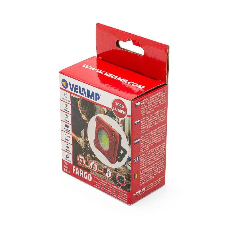 Velamp Fargo - Lampada da Lavoro LED COB Ricaricabile 10W 1000 Lumen