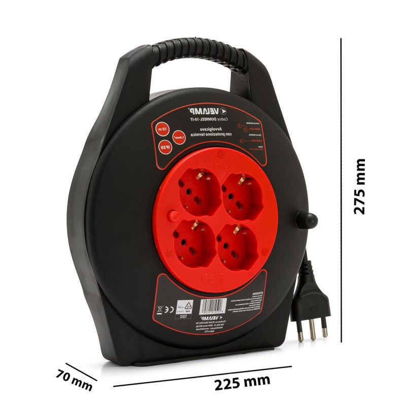 Velamp Avvolgicavo 4 Prese Schuko 10/16A