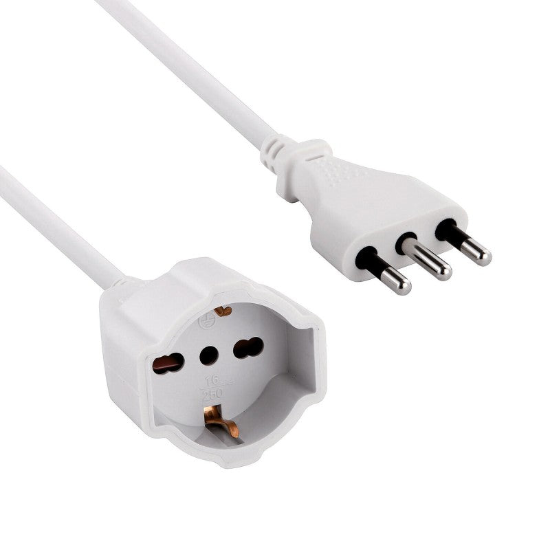 Velamp Prolunga Elettrica 5 Metri 16A con Presa Schuko + 10/16A Bianca