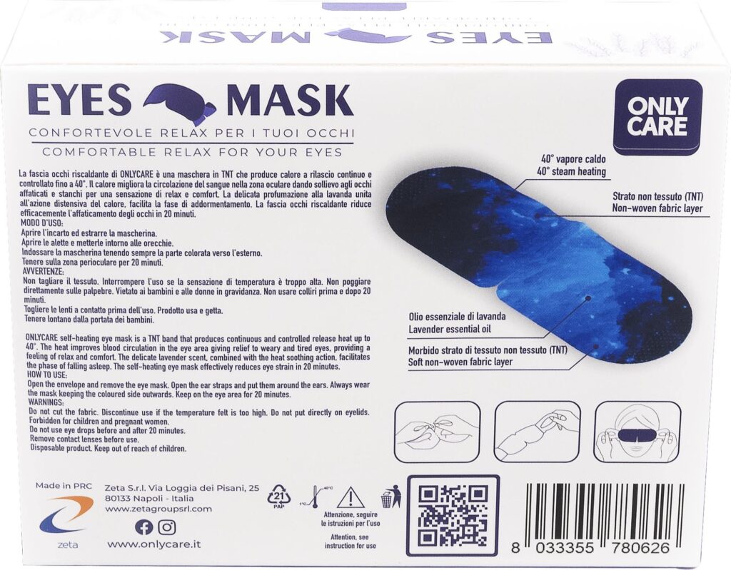 Only Care Eyes Mask – Maschera Occhi a Vapore 40°C per 20 Minuti