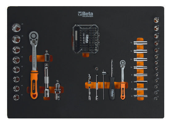 Beta Worker C04BOX Orange – Carrello 6 cassetti con assortimento 150 utensili