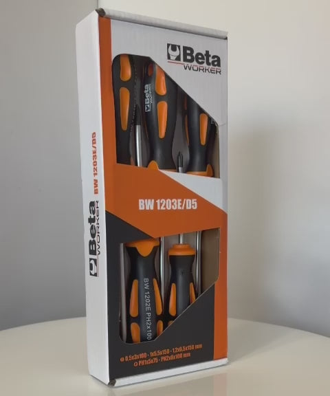 Carica video: Beta Set Giraviti BW 1203E D5 Con 3 Giraviti a Lama Piatta e 2 Giraviti Phillips