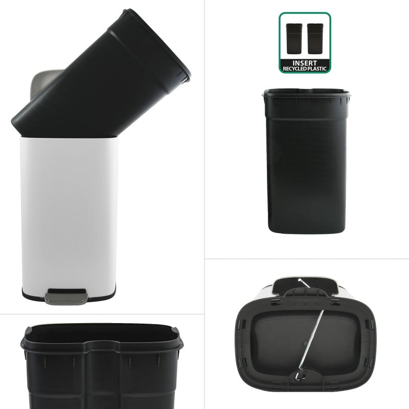 Pattumiera da cucina a pedale AKIRA 30L – Bianco Opaco (Spirella)