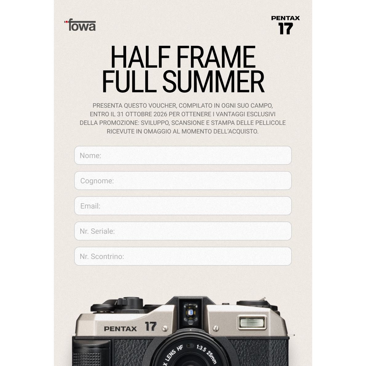 PENTAX 17 DARK SILVER GARANZIA FOWA ITALIA 4 ANNI